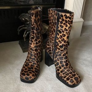 NWOT Steve Madden, S Fantasy Calf-hair Leopard Print Boot, Mid-calf, Size 10